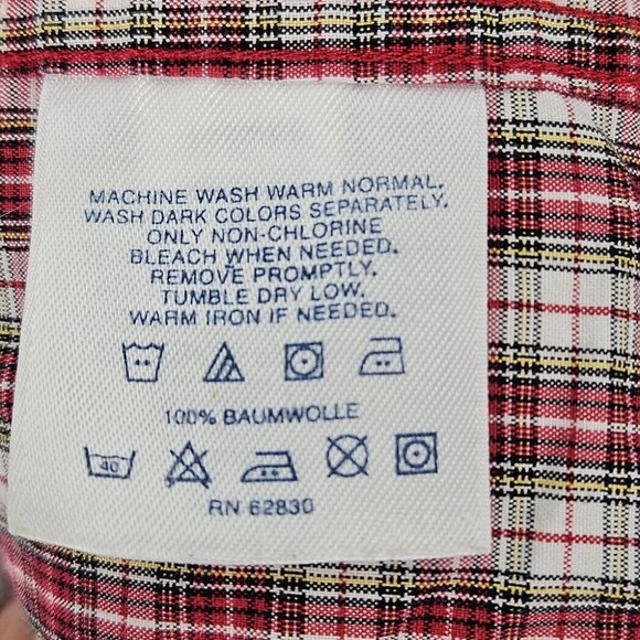 Lands' End Oxford Shirt Button-Down Red/White Plaid Men's Size XL/T 17 - 17.5 - Picture 9 of 10